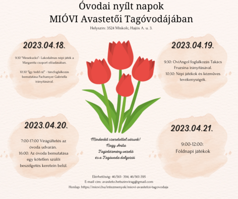 Óvodai nyílt napok MIÓVI Avastetői Tagóvodájában